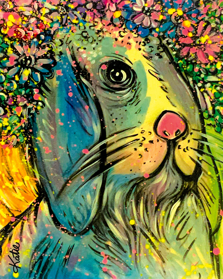 'Bunny Floral' Paper Print