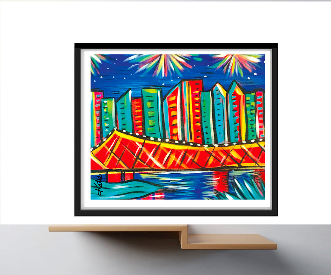 'Brisbane Fireworks' Paper Print