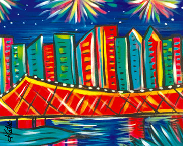 'Brisbane Fireworks' Paper Print