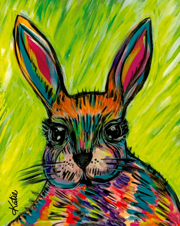 'Coloured Bunny' Paper Print