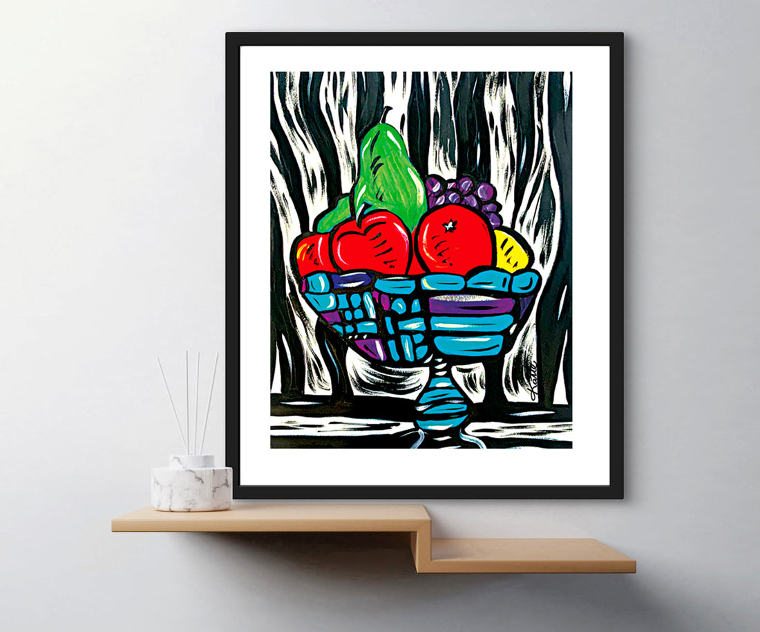 'Deco Fruit Bowl' Paper Print