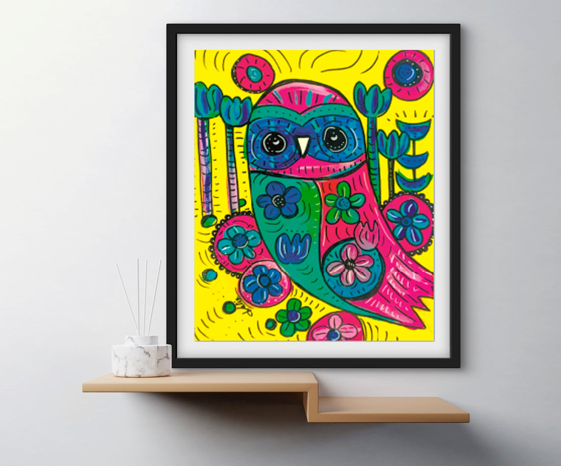 'Floral Owl' Paper Print
