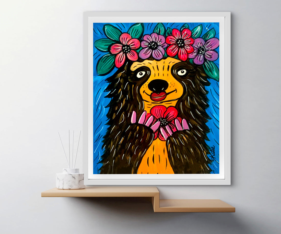 'Flower Crown Sloth' Paper Print