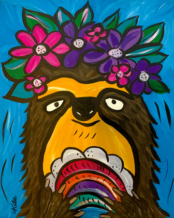 'Rainbow Sloth' Paper Print