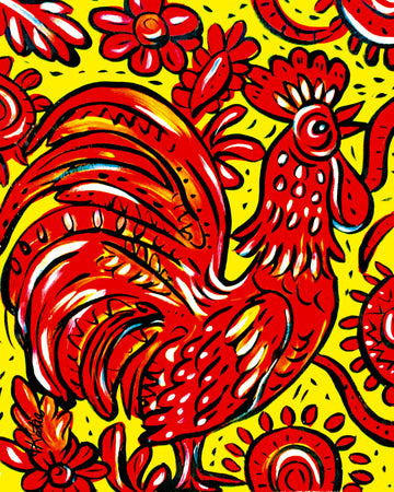 'Rockin Red Roosster' Paper Print