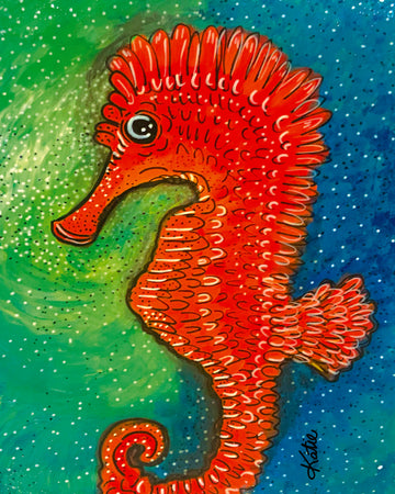 'Seahorse Floating' Paper Print
