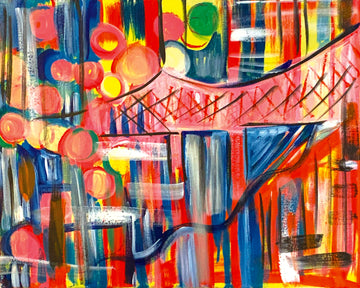 'Story Bridge Vibes Red' Paper Print