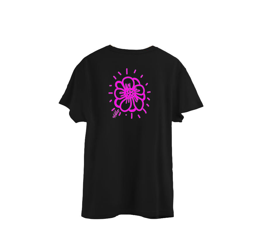 Katie the Artist SERIES black  flower t-shirt